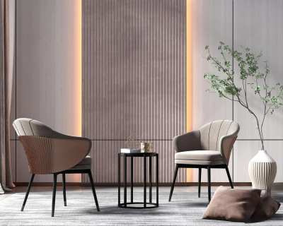 现代椅子茶几组合3D模型下载